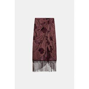 ZARA EMBROIDERED FRINGED WRAP SKIRT
